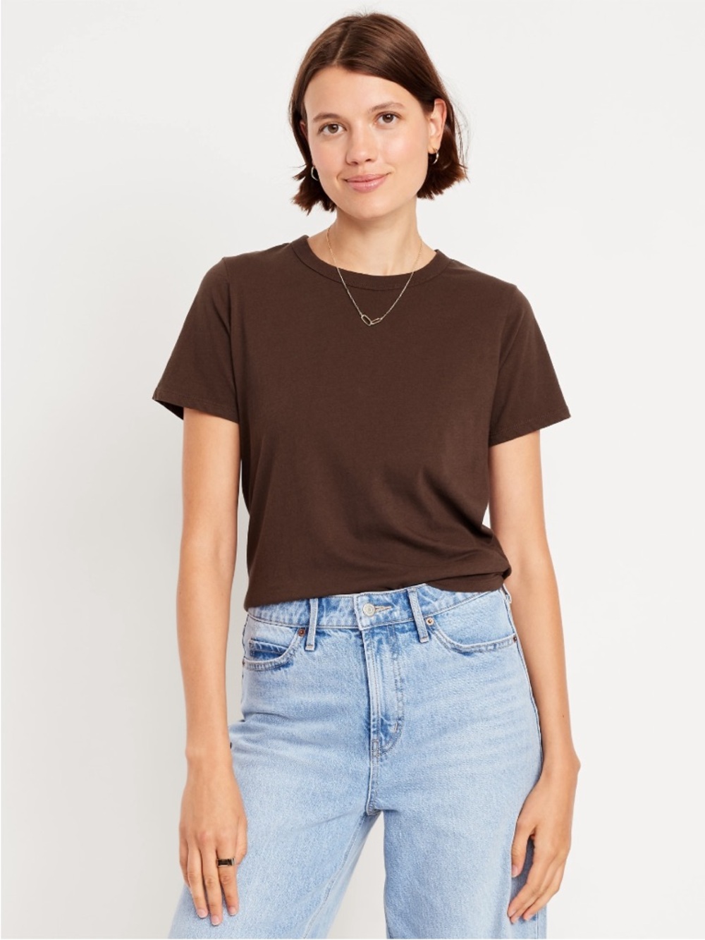 🍀5 for $25🍀WITH BUNDLE Classic Brown Crewneck Tee - Women P-P 20”